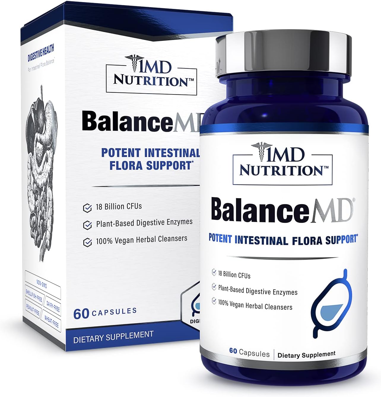 BalanceMD Vaginal Probiotics with Oregano & Caprylic Acid - Supports Digestive Health and Intestinal Flora Balance - 60 Capsules