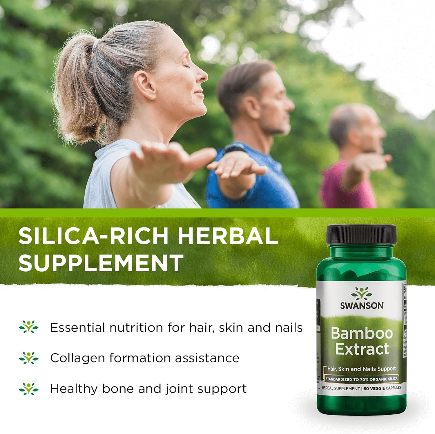 Bamboo Extract Supplement - Promotes Healthy Hair, Skin, and Nails - High Silica Content for Collagen and Bone Health - 240 Veggie Capsules