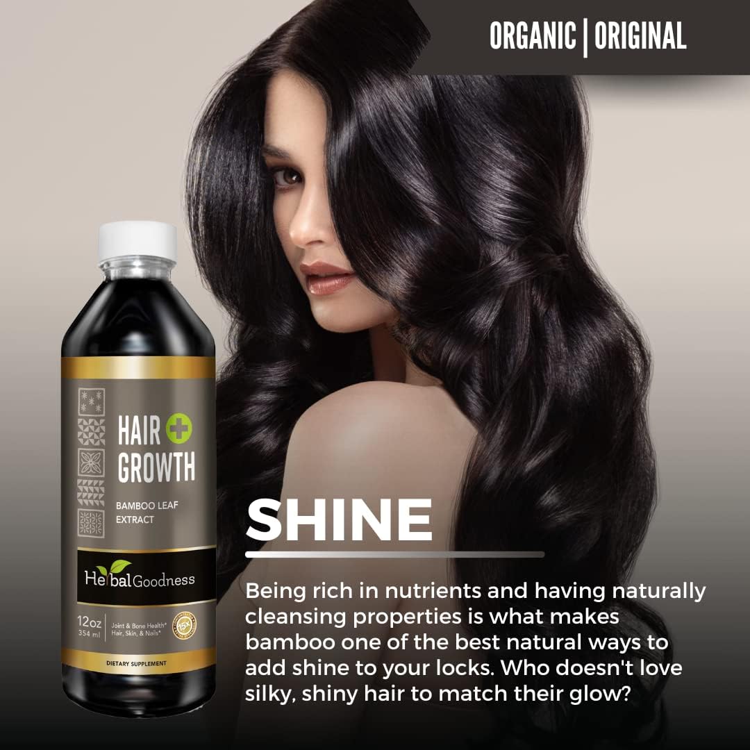 Bamboo Hair Growth Serum with Collagen, Keratin, and Vitamins for Healthy Hair, Skin, and Nails - 12oz Bottle for Women and Men
