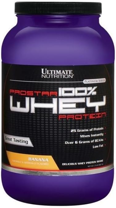 Banana Flavored Ultimate Nutrition Prostar Whey Protein Isolate Powder - Ideal for Muscle Gain & Recovery - Low Carb, High Protein Shake - Keto Friendly - 2 lbs Tub