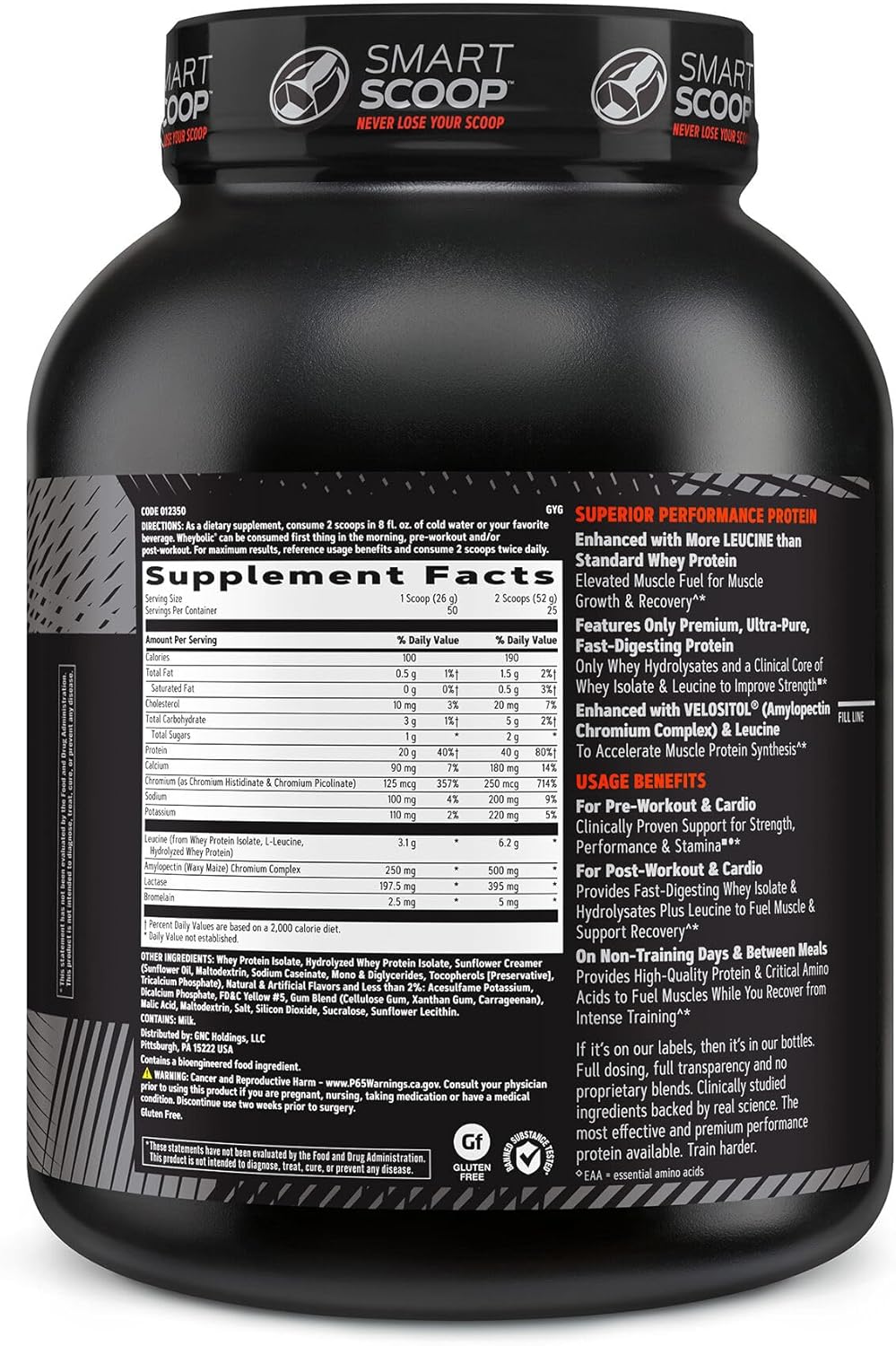 Banana Milkshake GNC AMP Wheybolic Whey Protein Isolate Powder with BCAA for Muscle Building & Workout Support - Gluten Free (25 Servings)