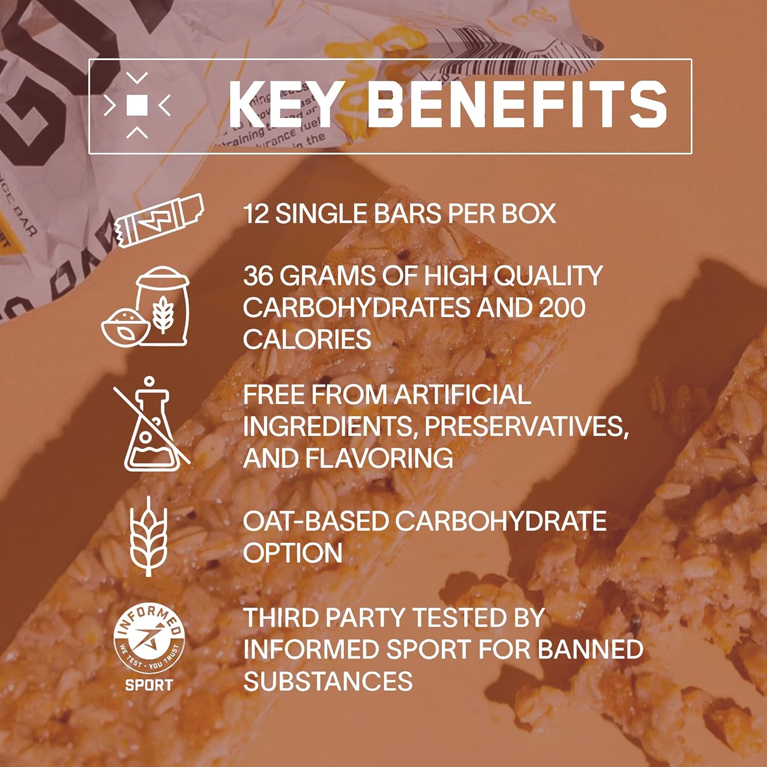 Bare Performance Nutrition BPN Go Bar: Original Oat Endurance Training Snack, 36g Carbs, 200 Calories, 12 Bars