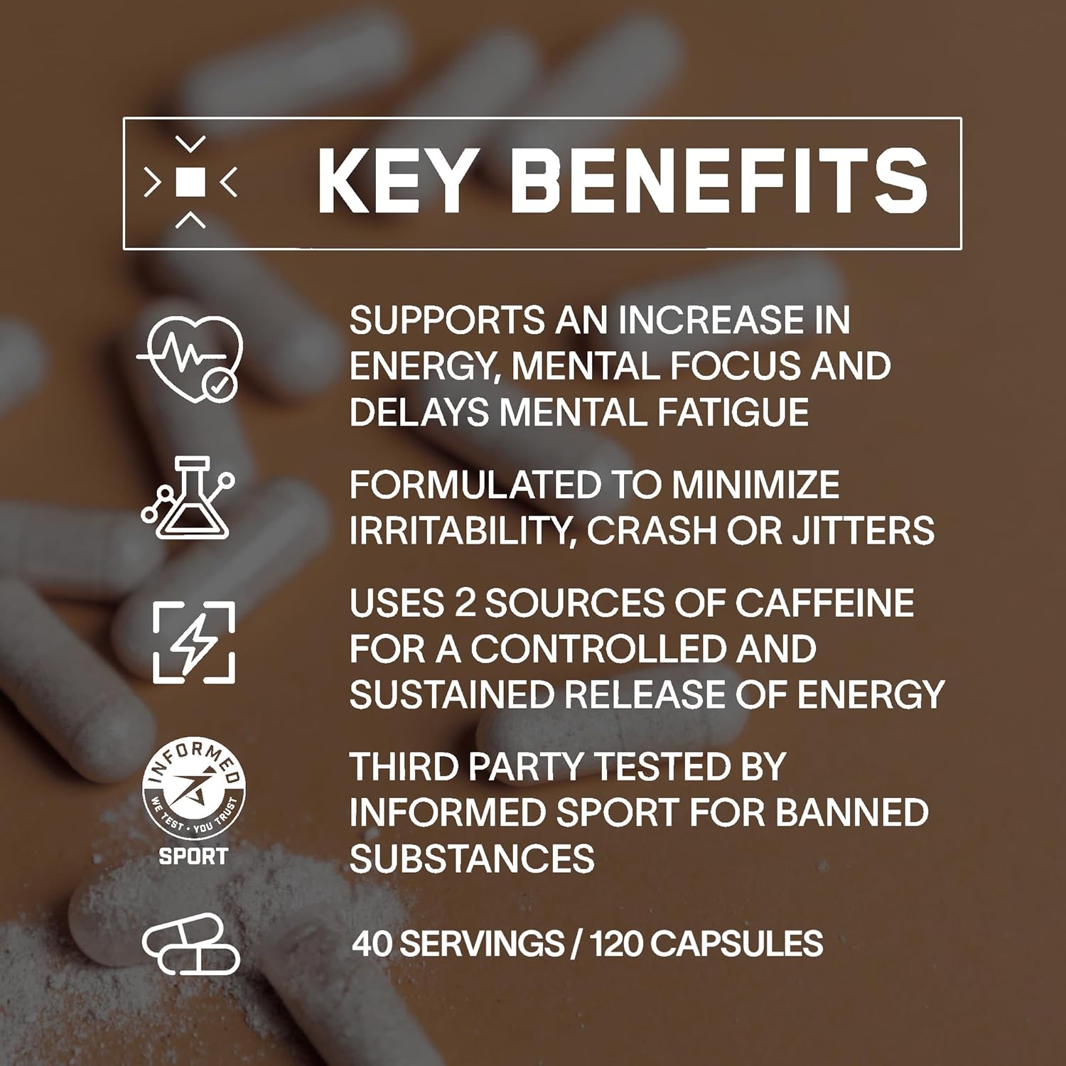BARE PERFORMANCE NUTRITION BPN in-Focus Brain Supplement - Memory & Focus Caffeine Pills with L Tyrosine & Alpha GPC, 40 Servings, Gluten Free & Vegan