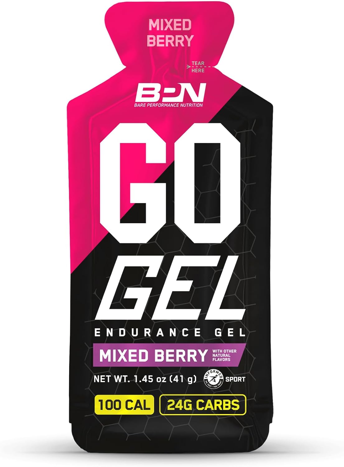 Bare Performance Nutrition Endurance Gel - 10 Pack of Vegan Mixed Berry Gels, 24g Carbs & 100 Calories per Pack, Gluten-Free