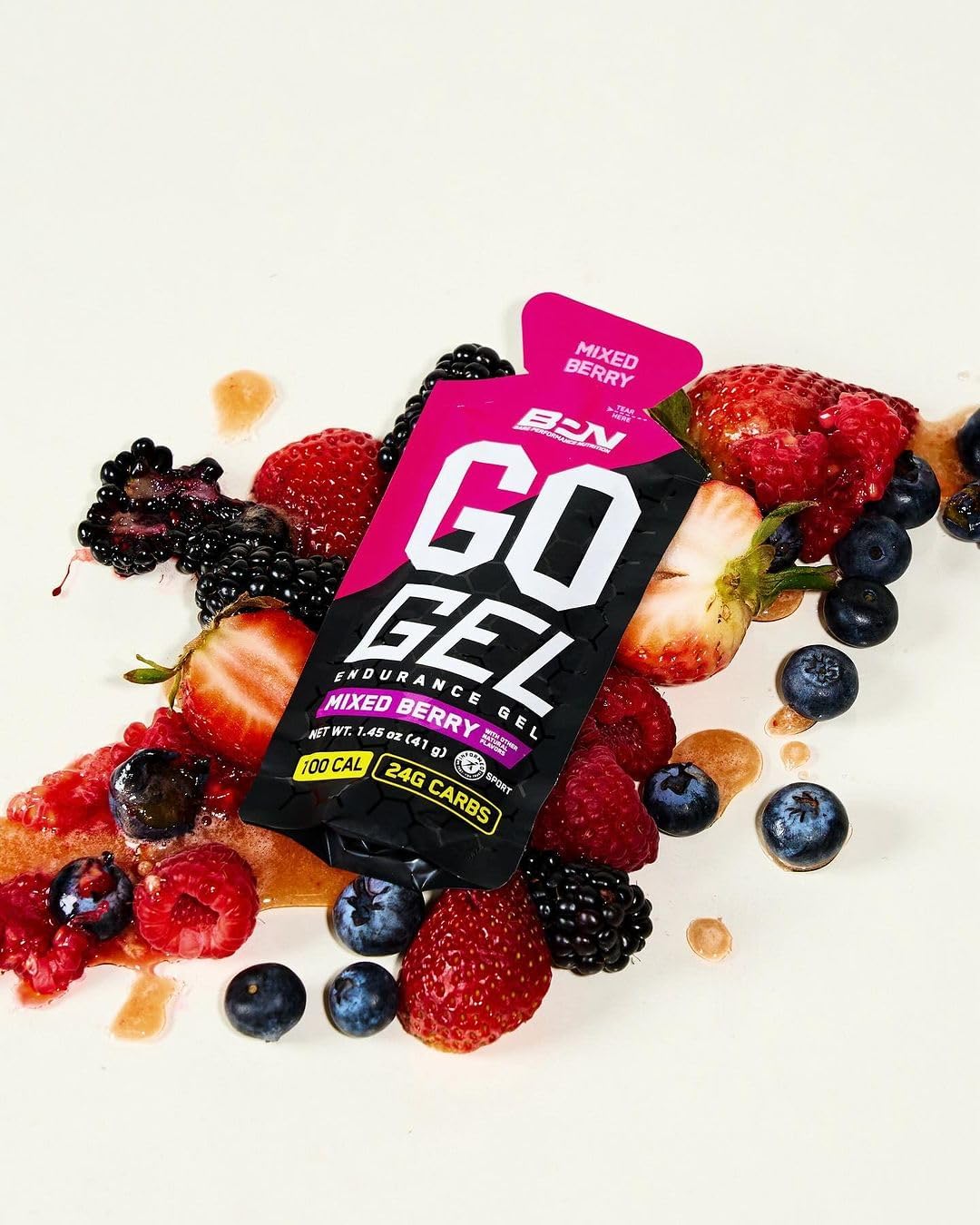 Bare Performance Nutrition Endurance Gel - 10 Pack of Vegan Mixed Berry Gels, 24g Carbs & 100 Calories per Pack, Gluten-Free