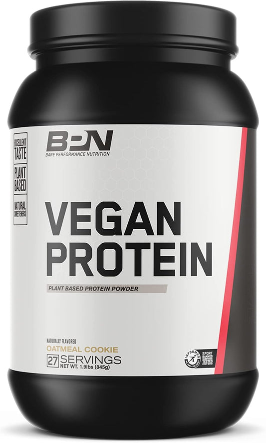Bare Performance Nutrition Vegan Protein Blend - Pea, Watermelon, and Pumpkin Protein, Naturally Sweetened & Flavored, 27 Servings