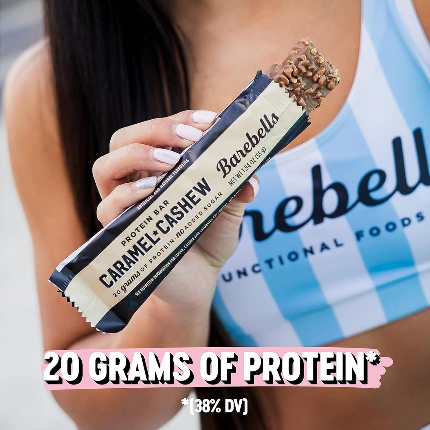 Barebells Caramel Cashew Protein Bars - 24 Count, 20g Protein, Low Sugar Chocolate Bars - On-The-Go Snack & Breakfast Bars