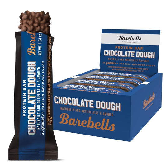 Barebells Chocolate Dough Protein Bars - 12 Count, 20g High Protein on-the-Go Snack with 1g Sugar - Breakfast or Post-Workout Bar