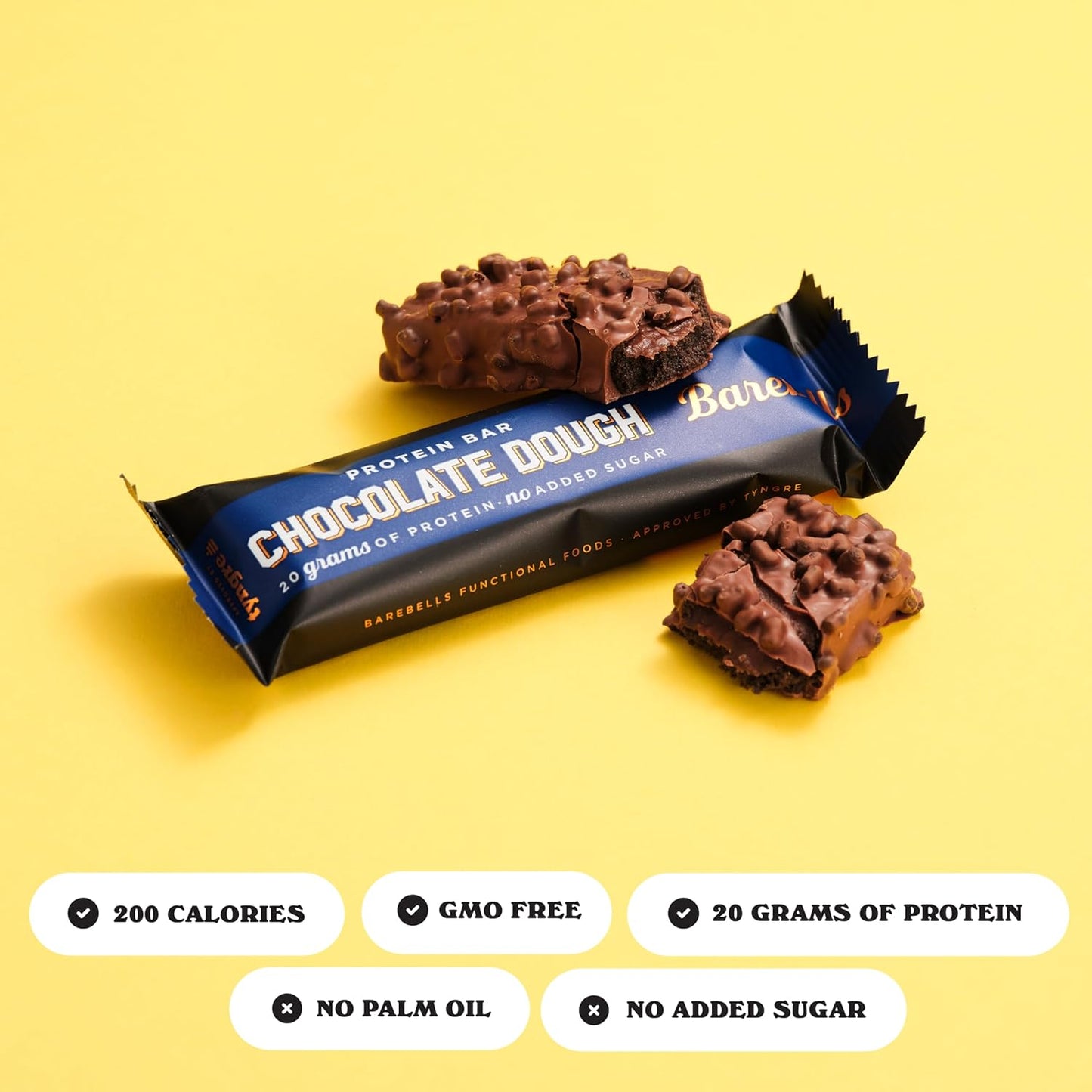 Barebells Chocolate Dough Protein Bars - 12 Count, 20g High Protein on-the-Go Snack with 1g Sugar - Breakfast or Post-Workout Bar