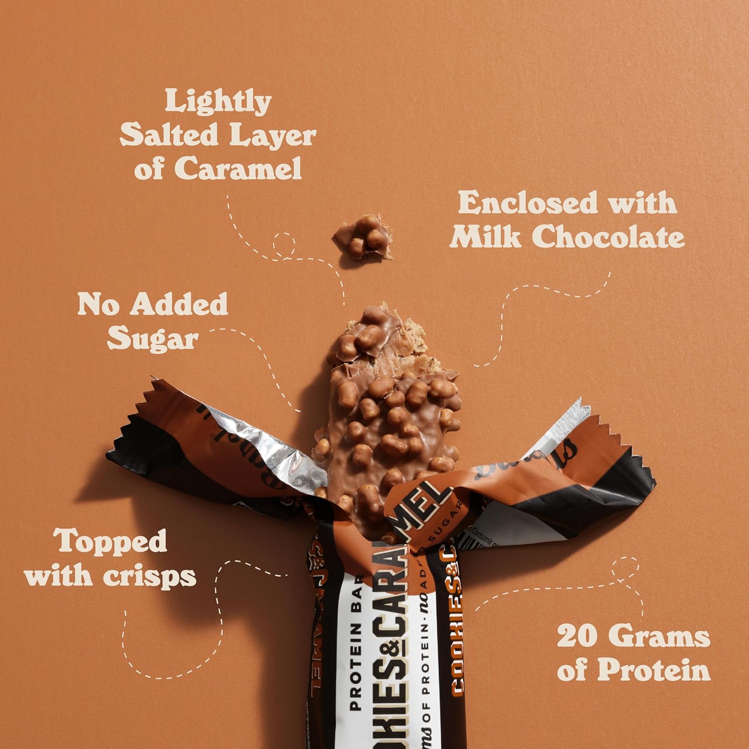 Barebells Cookies and Caramel Protein Bars - 12 Count, 20g High Protein Treats with 1g Sugar - Chocolate Nutrition Bar for Breakfast or Post-Workout
