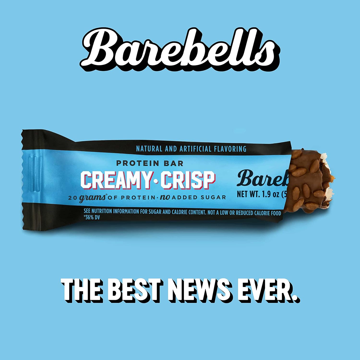 BAREBELLS Creamy Crisp Protein Bars - 24 Bars, 20g Protein, Low Sugar Chocolate Snack Bars for On-The-Go Breakfast & Snacking