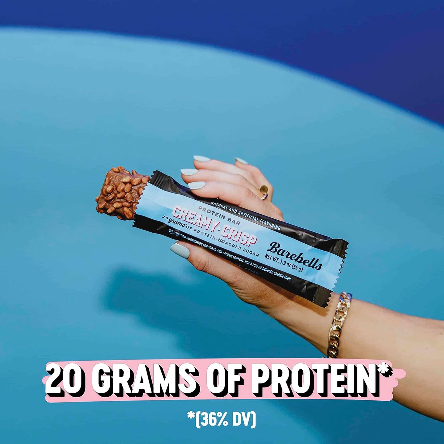 BAREBELLS Creamy Crisp Protein Bars - 24 Bars, 20g Protein, Low Sugar Chocolate Snack Bars for On-The-Go Breakfast & Snacking