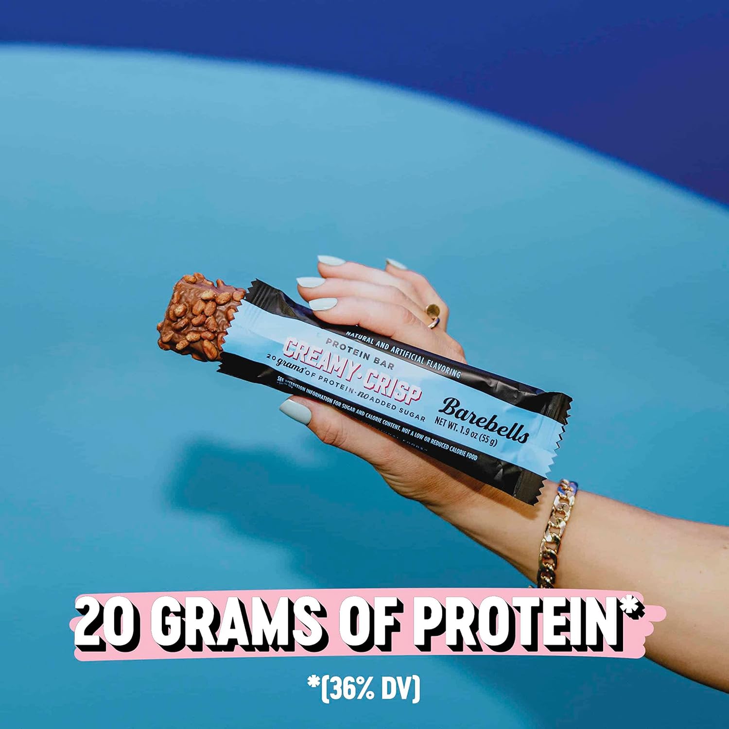 BAREBELLS Creamy Crisp Protein Bars - 24 Bars, 20g Protein, Low Sugar Chocolate Snack Bars for On-The-Go Breakfast & Snacking