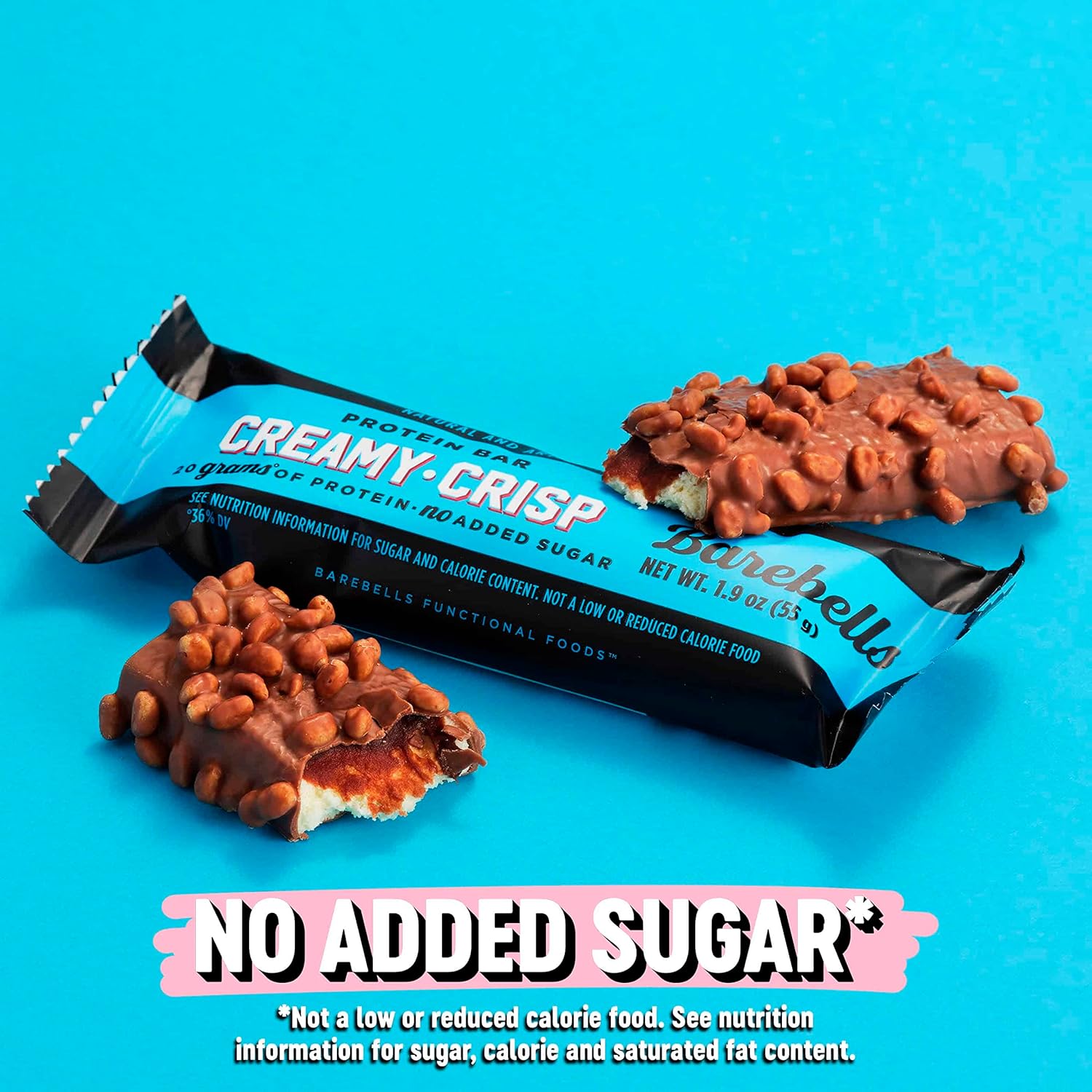 BAREBELLS Creamy Crisp Protein Bars - 24 Bars, 20g Protein, Low Sugar Chocolate Snack Bars for On-The-Go Breakfast & Snacking