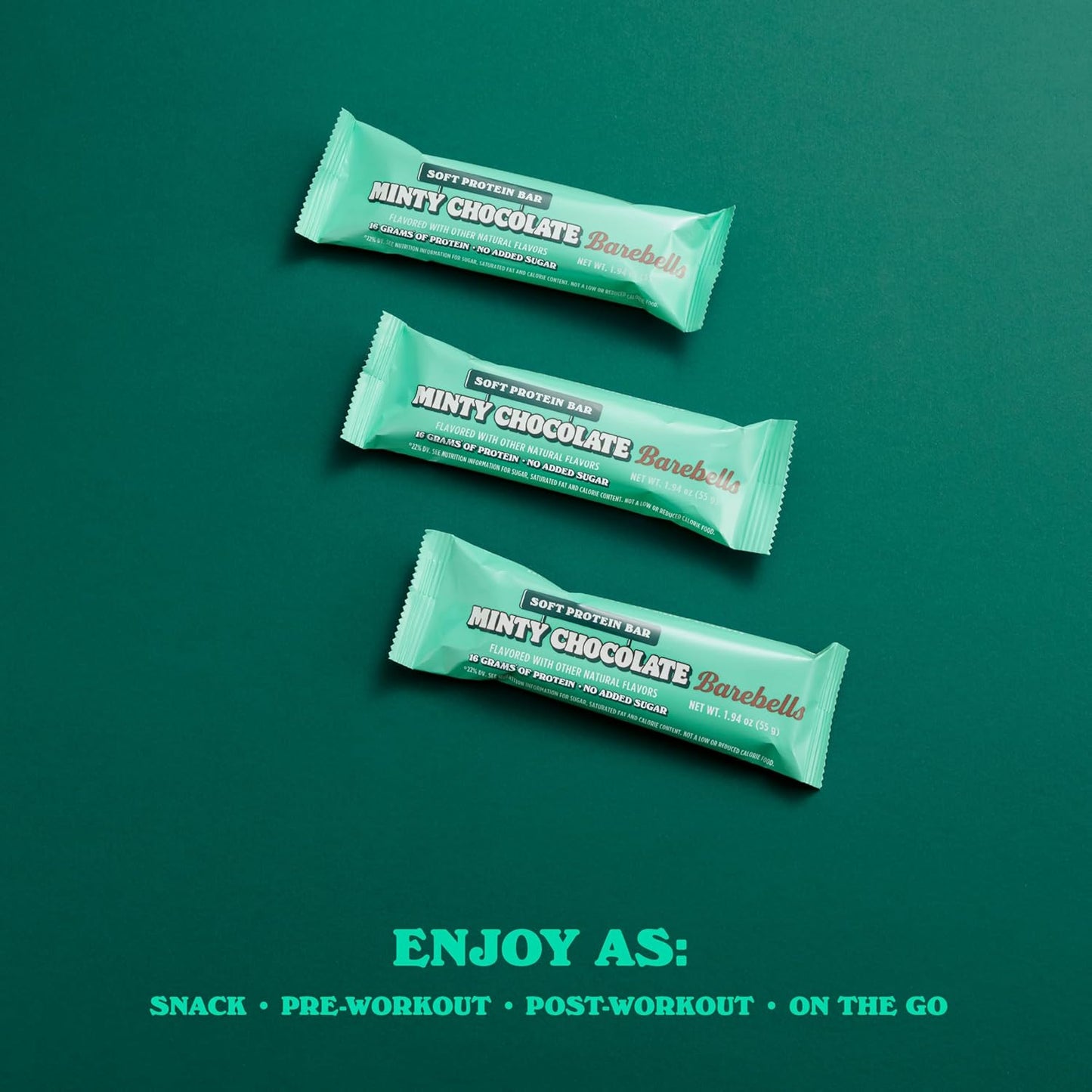 Barebells Minty Chocolate Soft Protein Bars - 12 Count, 16g High Protein Treats with 1g Total Sugars - On-The-Go Breakfast or Post-Workout Snack