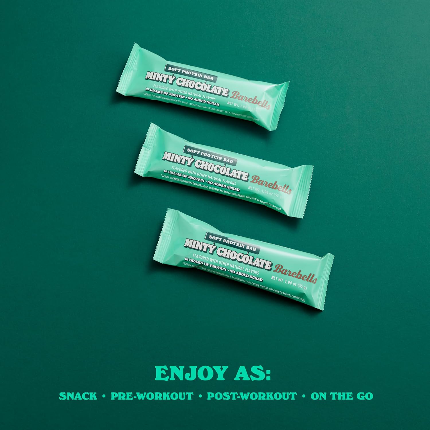 Barebells Minty Chocolate Soft Protein Bars - 12 Count, 16g High Protein Treats with 1g Total Sugars - On-The-Go Breakfast or Post-Workout Snack