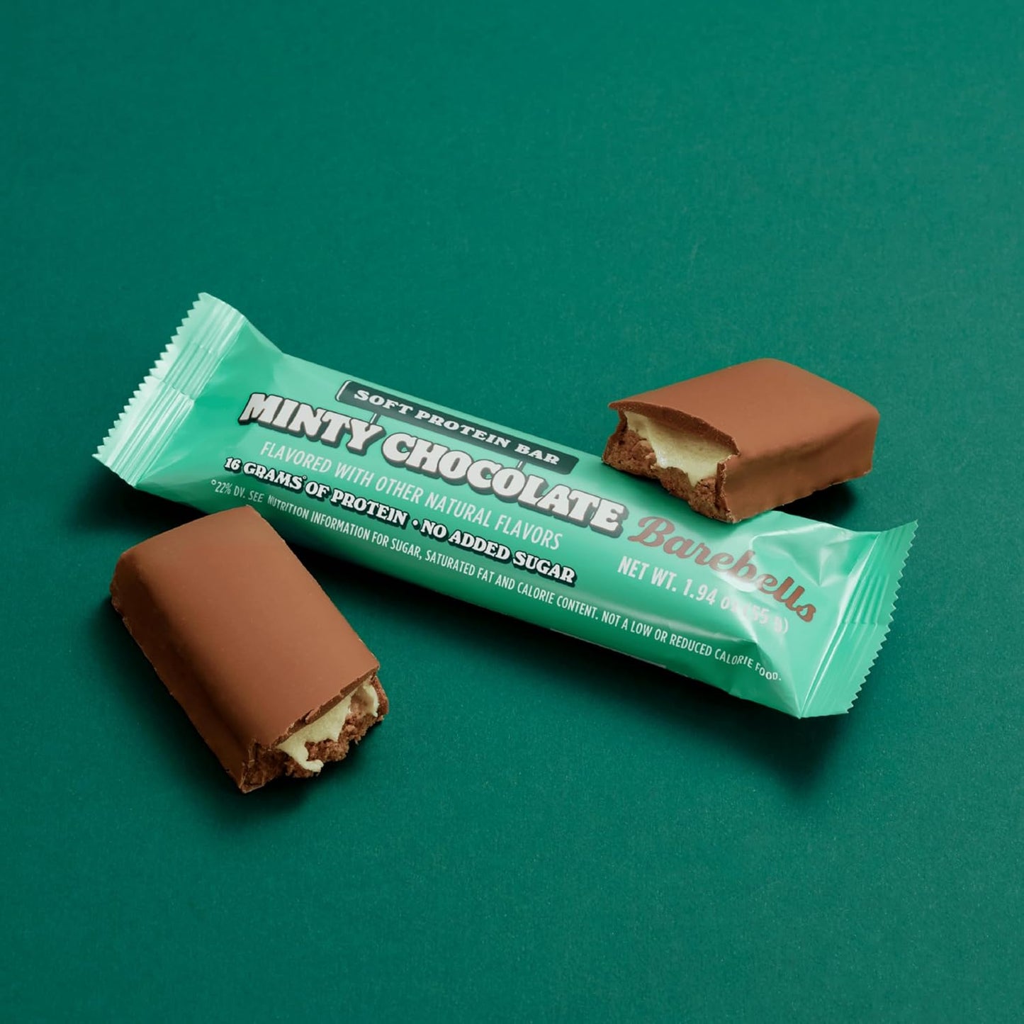 Barebells Minty Chocolate Soft Protein Bars - 12 Count, 16g High Protein Treats with 1g Total Sugars - On-The-Go Breakfast or Post-Workout Snack