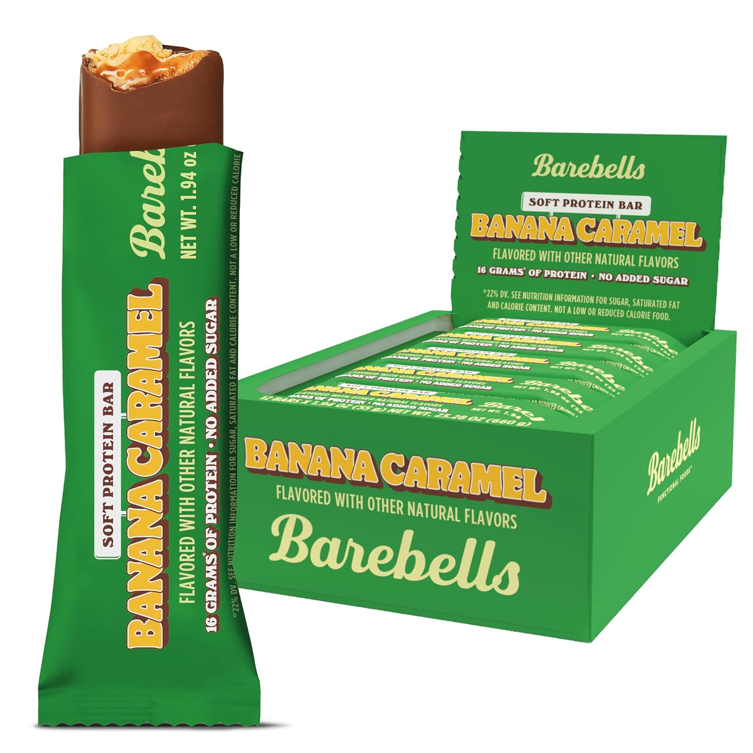 Barebells Protein Bars - 12 Count, 1.9oz Chocolate Banana Caramel Soft Bars - High Protein Snack & Breakfast Bars - On-The-Go Protein Snacks