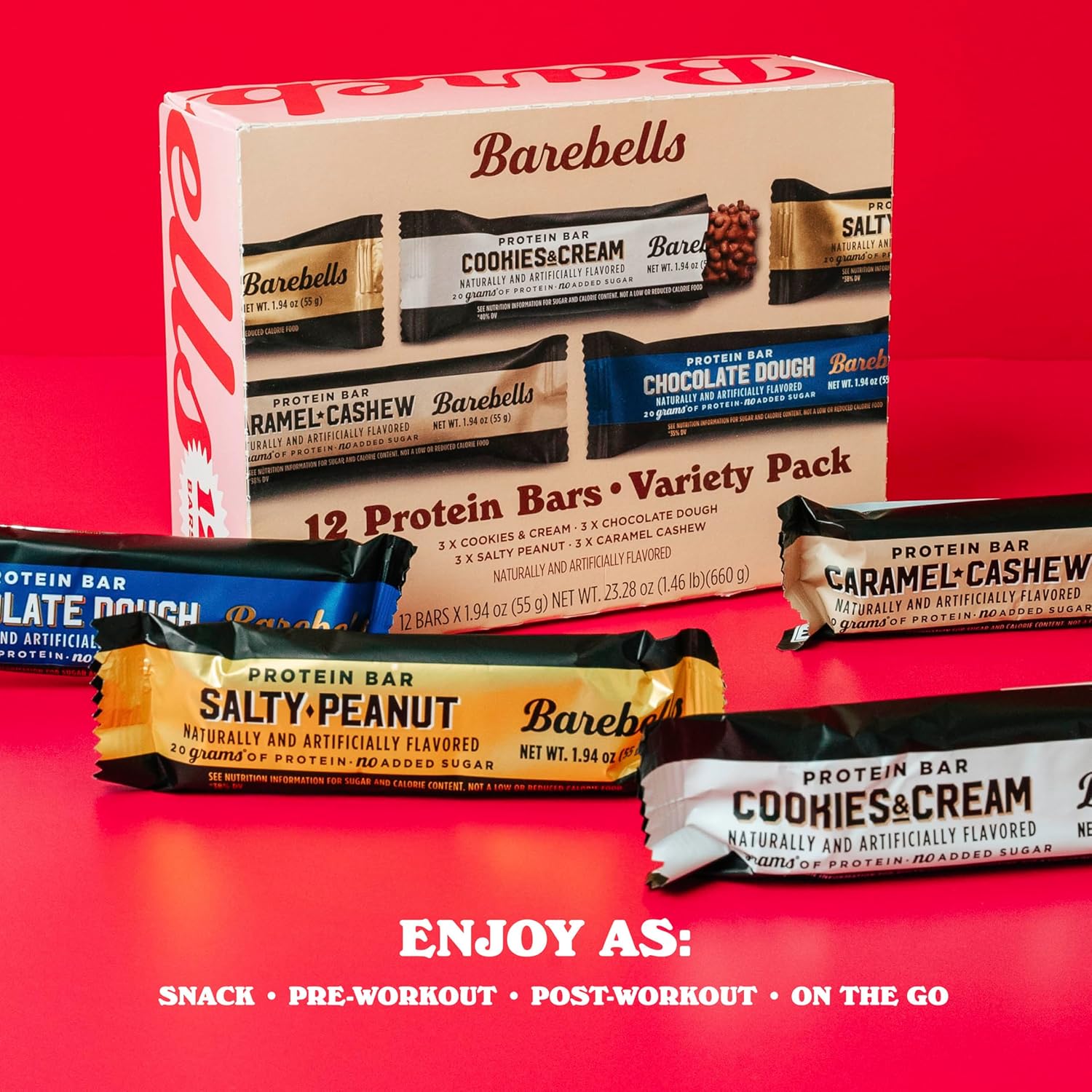 Barebells Protein Bars Variety Pack - 12 Count, 1.9oz Bars - High Protein Snacks with 20g Protein - Chocolate Bars with 1g Sugars - On The Go Protein Snack & Breakfast Bars