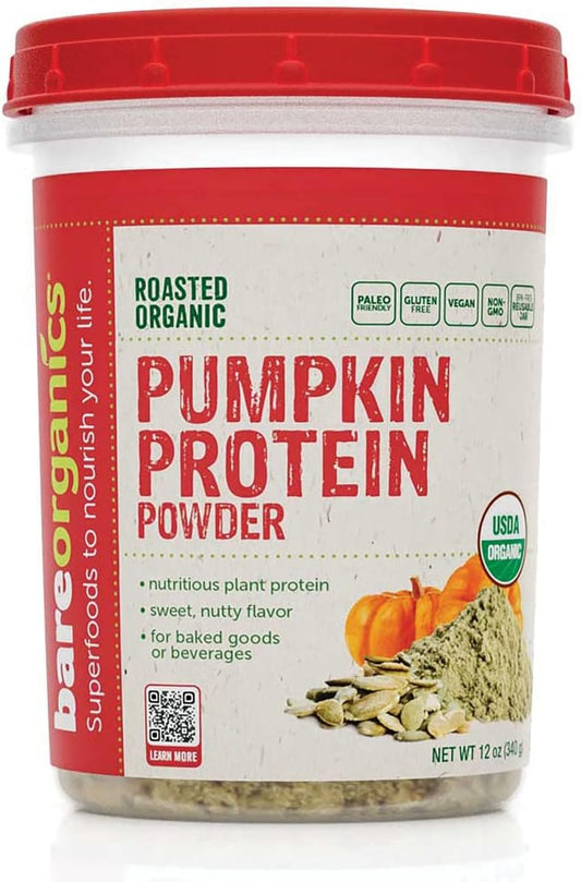BareOrganics Pumpkin Protein Powder - 12 oz, Organic Plant-based Protein Supplement