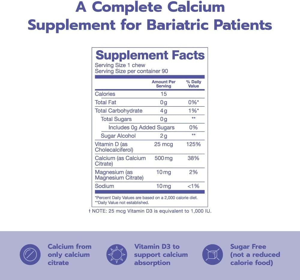 Bari Life Bariatric Multivitamin and Calcium Soft Chews Bundle - Iron + Calcium for Slimming Formula Surgery Patients - Butter Toffee Flavor