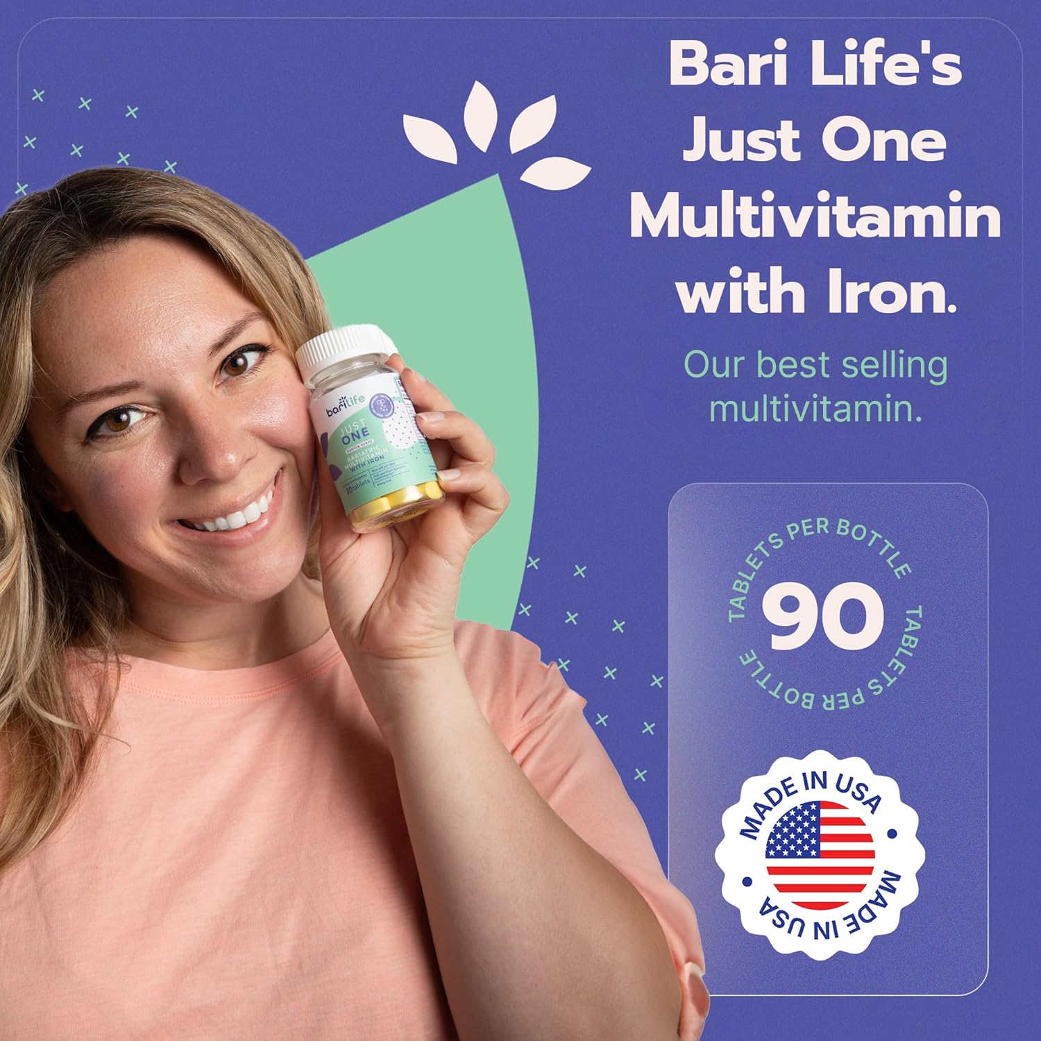 Bari Life Just One: Daily Bariatric Multivitamin with Iron - 30 Day Supply