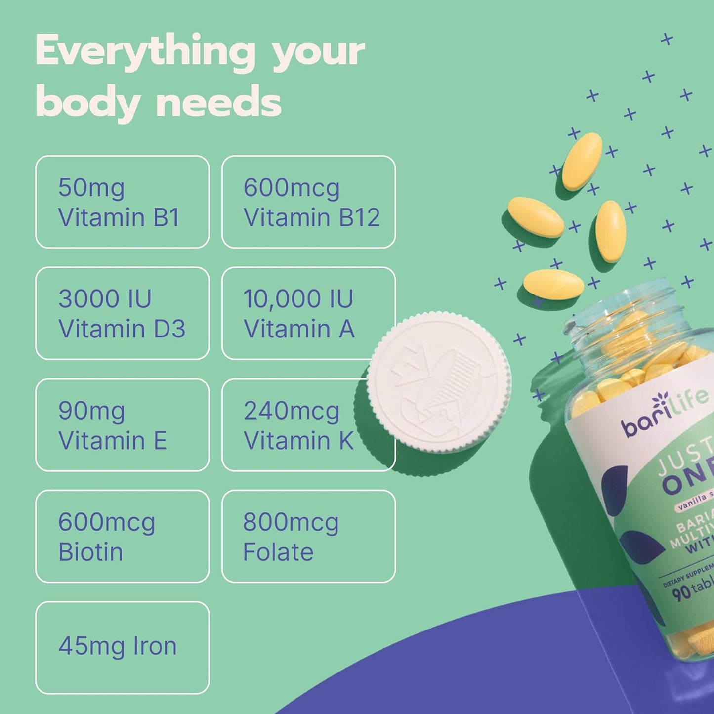 Bari Life Just One: Daily Bariatric Multivitamin with Iron - 30 Day Supply