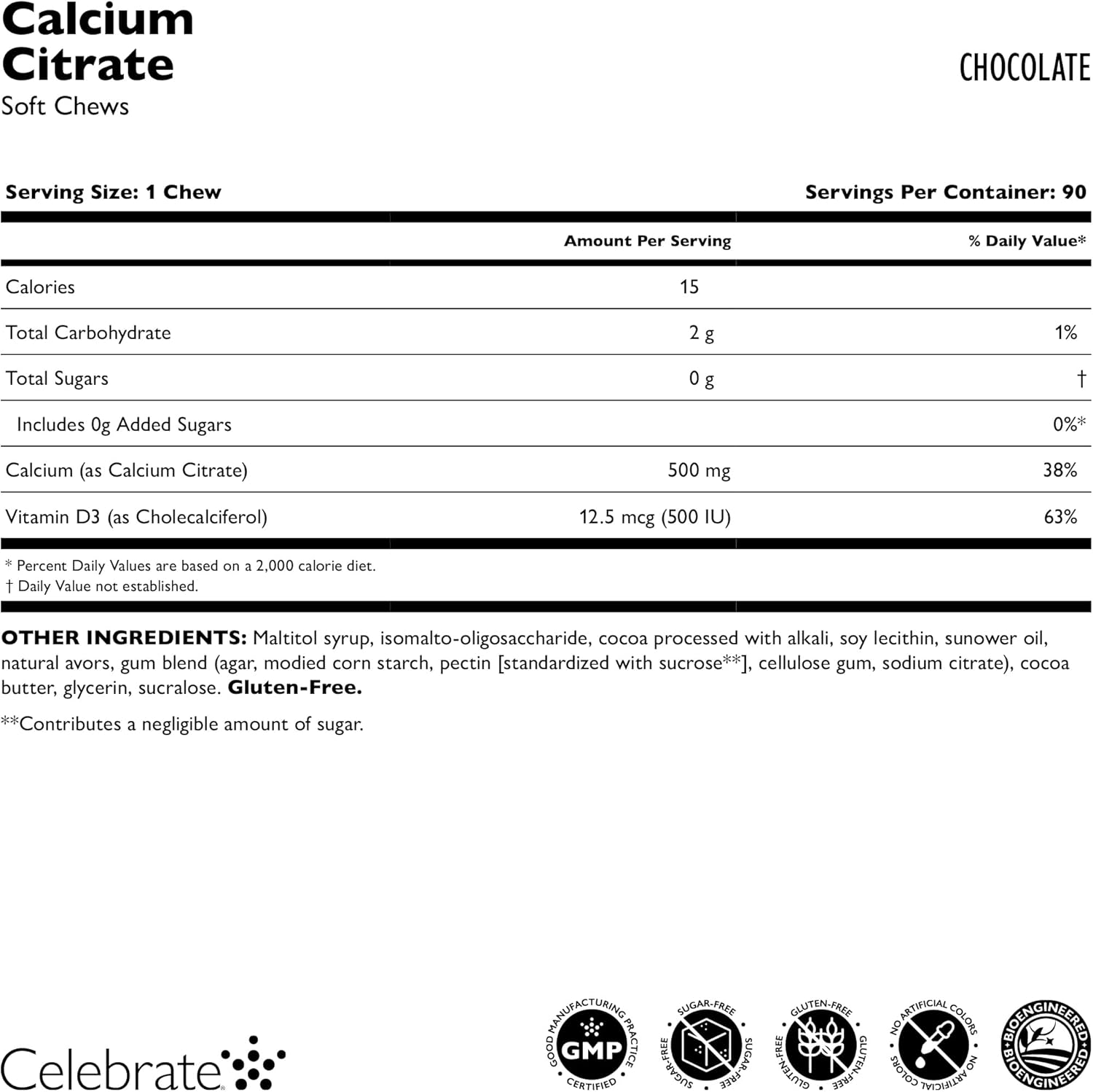 Bariatric 500mg Calcium Citrate Soft Chews with Vitamin D3 for Gastric Bypass - Chocolate Flavor, Sugar & Gluten Free (270 Chews)