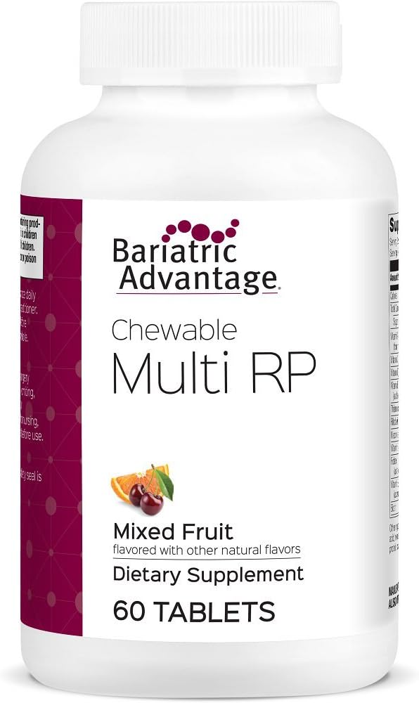 Bariatric Advantage Chewable RP Multivitamin with Iron, Copper, Vitamin C & More - 18 Essential Nutrients - 60 Count - Mixed Fruit Flavor