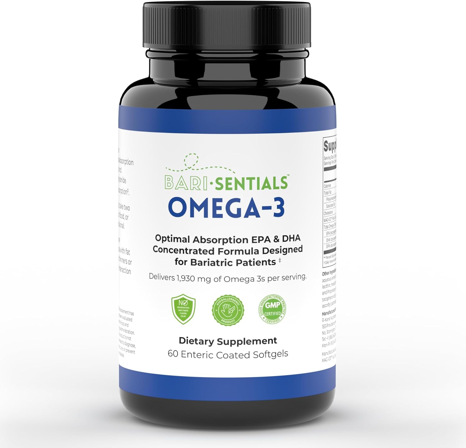 Bariatric-Friendly Omega-3 Supplement with High EPA & DHA - 1,930mg Per Serving - MAG-03 Technology - 60 Softgels
