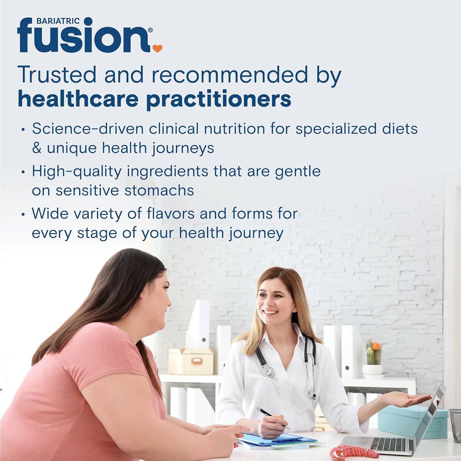 Bariatric Fusion Iron with Vitamin C | Daily Women and Men's Vitamin | Gluten, Dairy, Soy-Free | Non-GMO | 60 Count