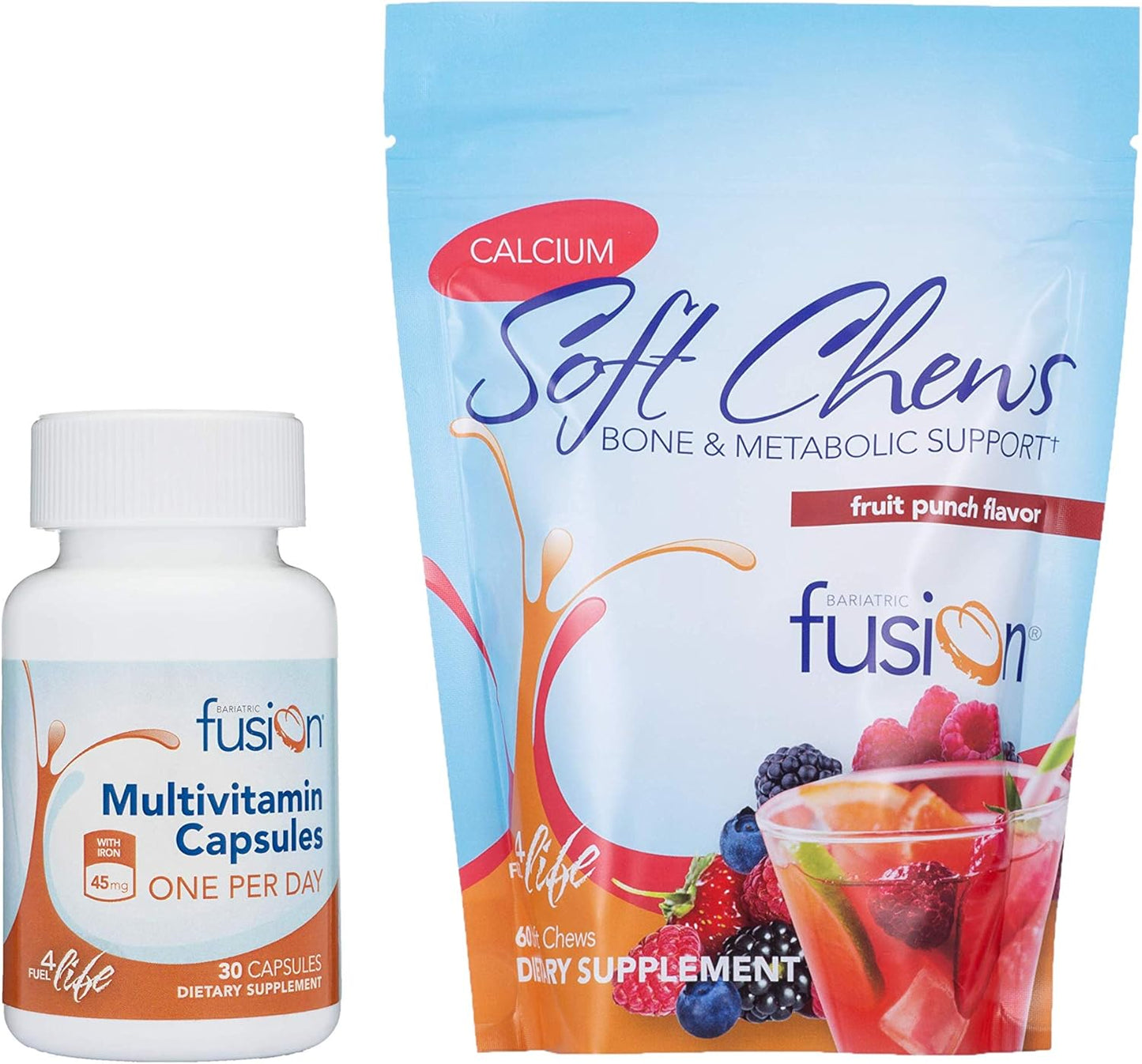 Bariatric Fusion One Daily Multivitamin with Iron & Fruit Punch Calcium Soft Chew - 30 Count