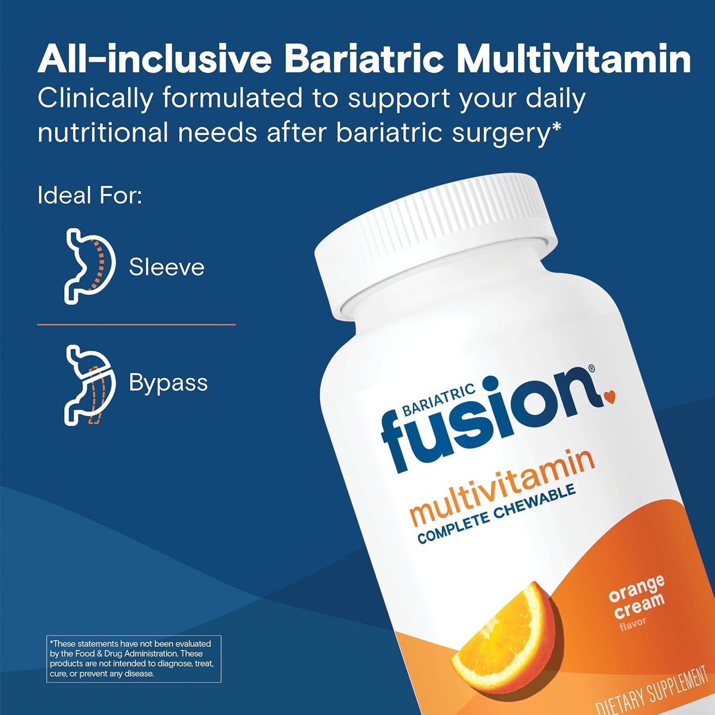 Bariatric Fusion Orange Cream Chewable Multivitamin with Iron - 120 Tablets for Bariatric Surgery Patients