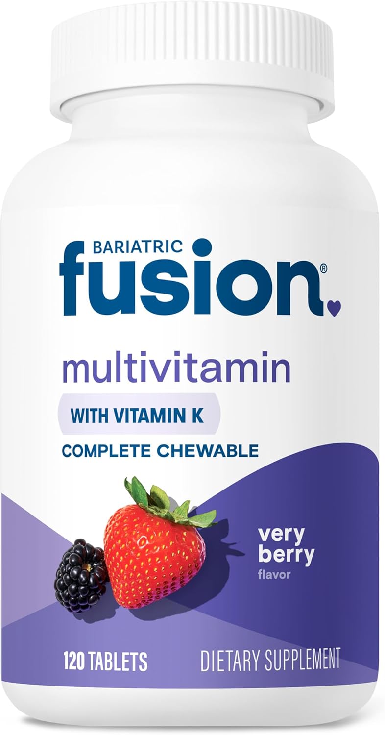 Bariatric Fusion Very Berry Chewable Multivitamin with Iron & Vitamin K - 120 Tablets for Gastric Bypass & Sleeve Gastrectomy