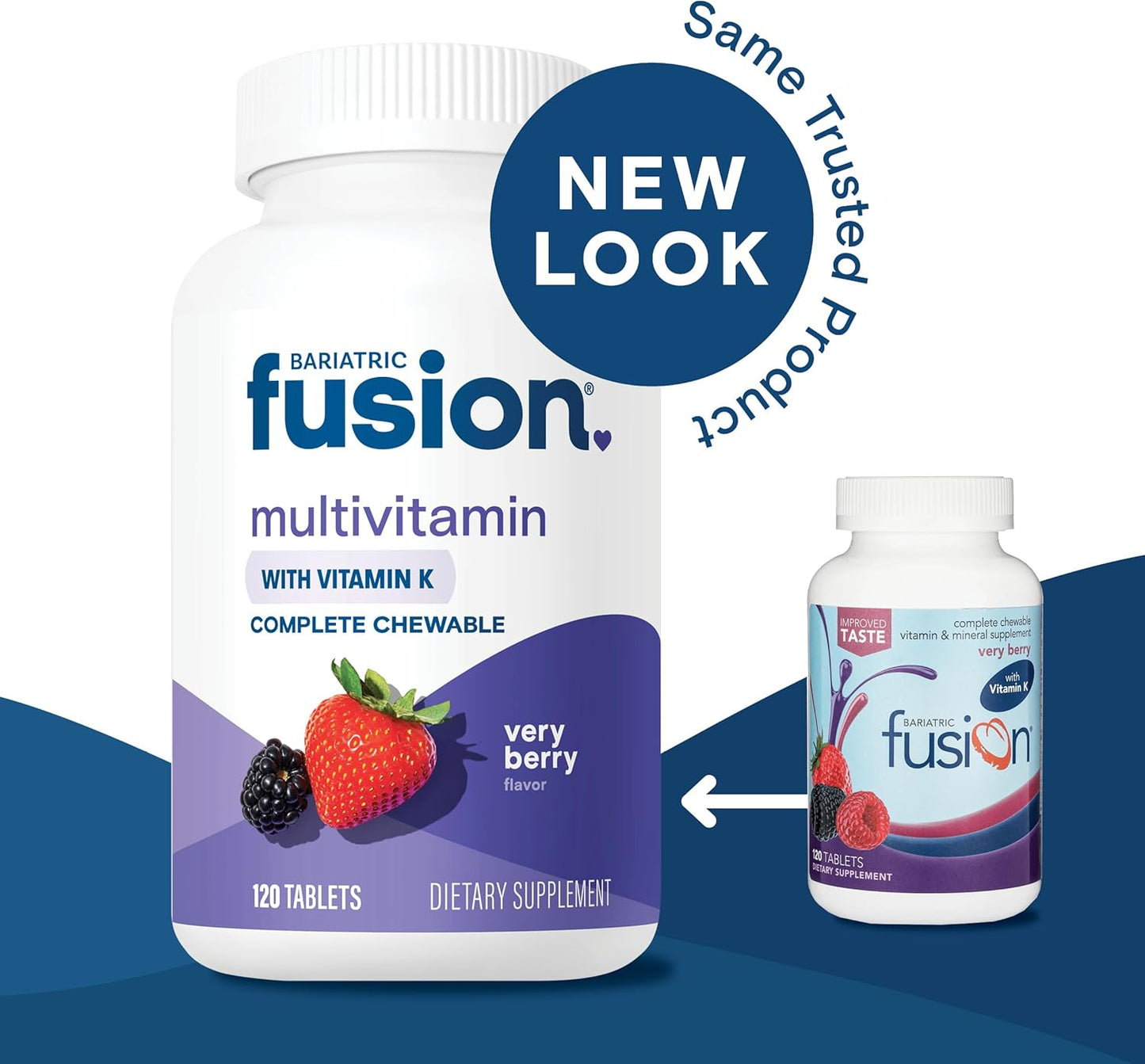 Bariatric Fusion Very Berry Chewable Multivitamin with Iron & Vitamin K - 120 Tablets for Gastric Bypass & Sleeve Gastrectomy