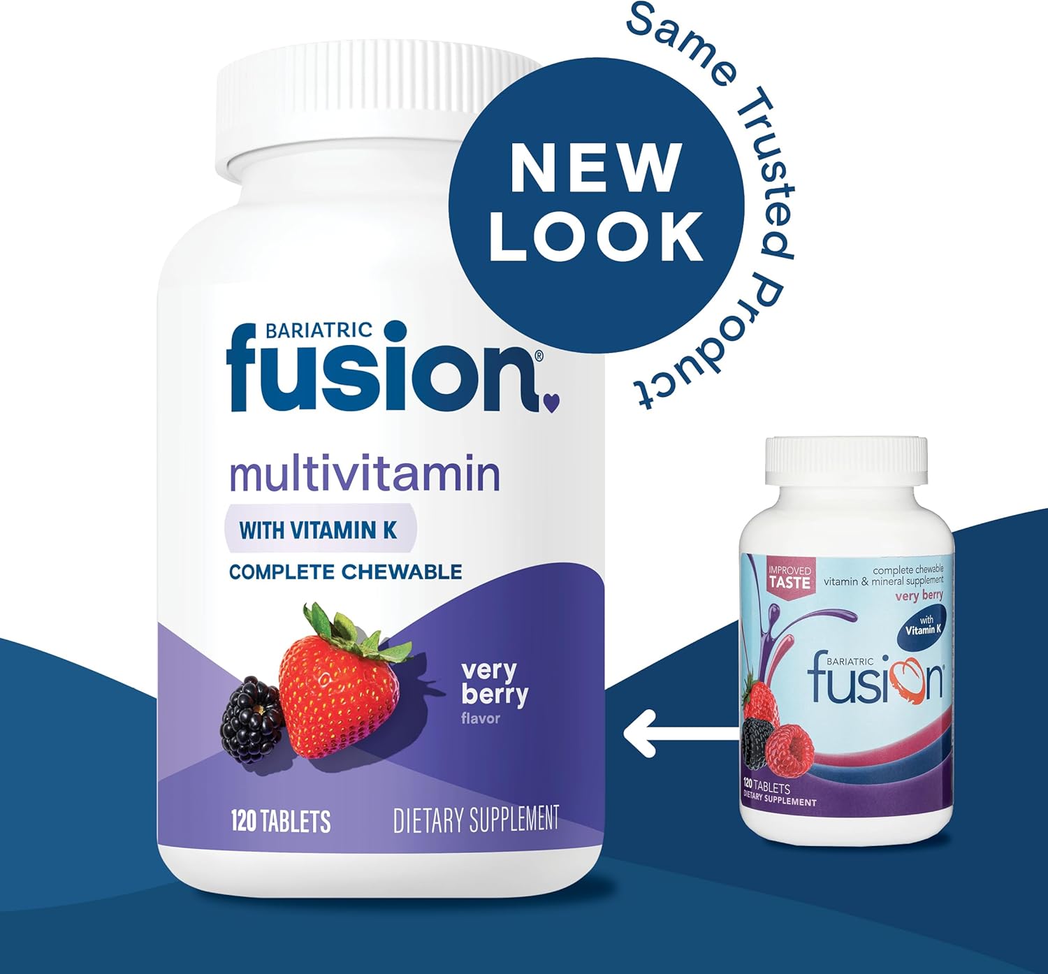 Bariatric Fusion Very Berry Chewable Multivitamin with Iron & Vitamin K - 120 Tablets for Gastric Bypass & Sleeve Gastrectomy