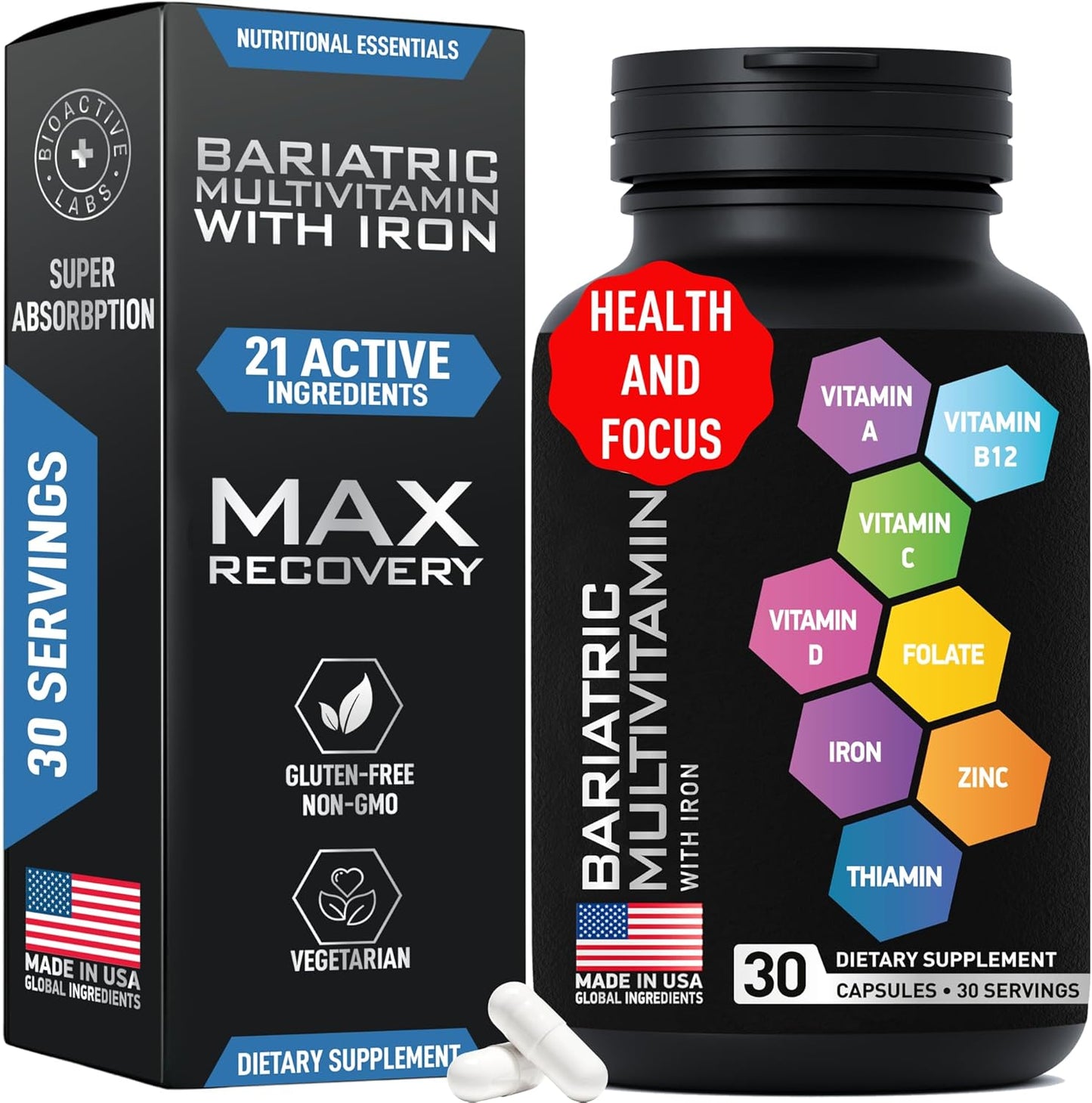 Bariatric Multivitamin and Vegan Iron Bundle for Post Gastric Bypass by BIOACTIVE LABS