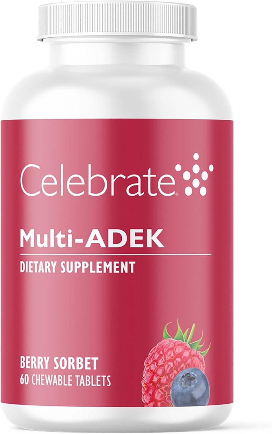 Bariatric Multivitamin Chewables - Iron-Free with High Vitamins ADEK & B12 - Berry Sorbet Flavor - 60 Tablets