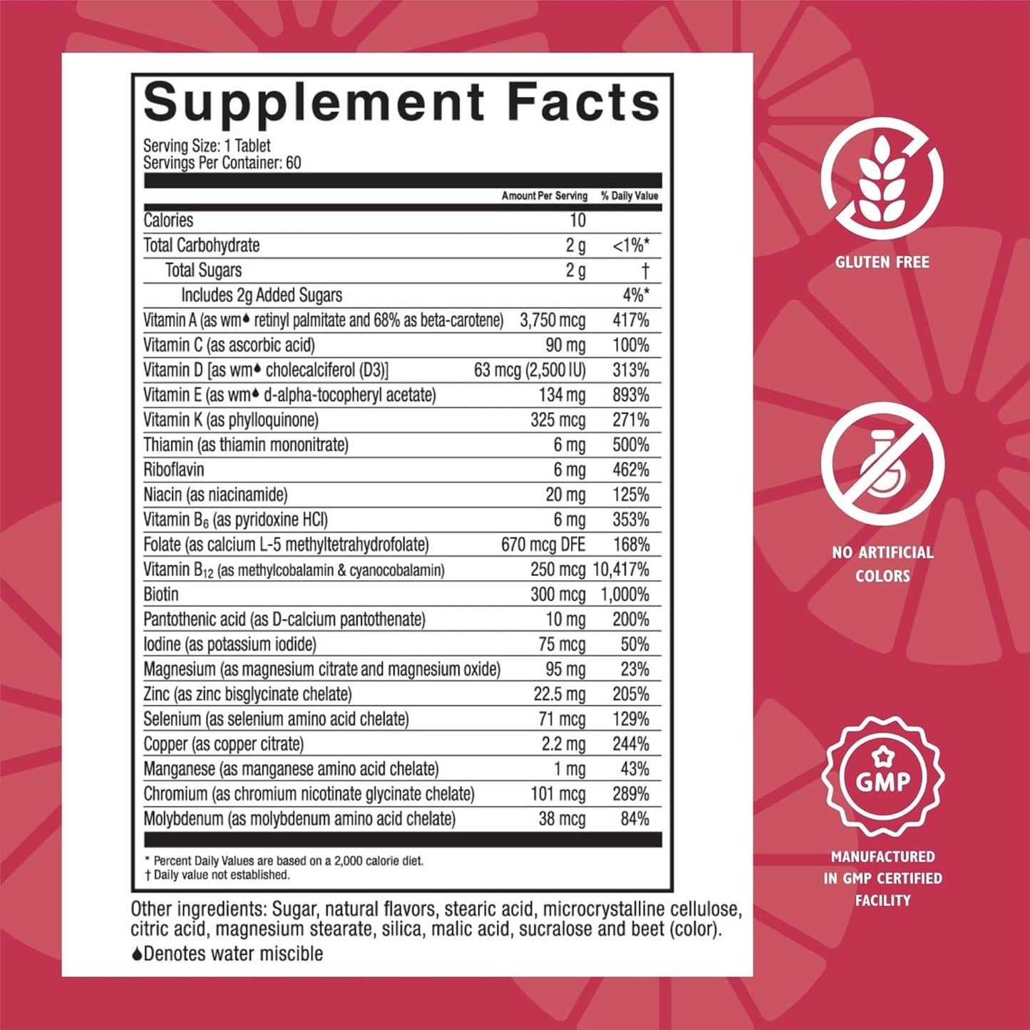 Bariatric Multivitamin Chewables - Iron-Free with High Vitamins ADEK & B12 - Berry Sorbet Flavor - 60 Tablets