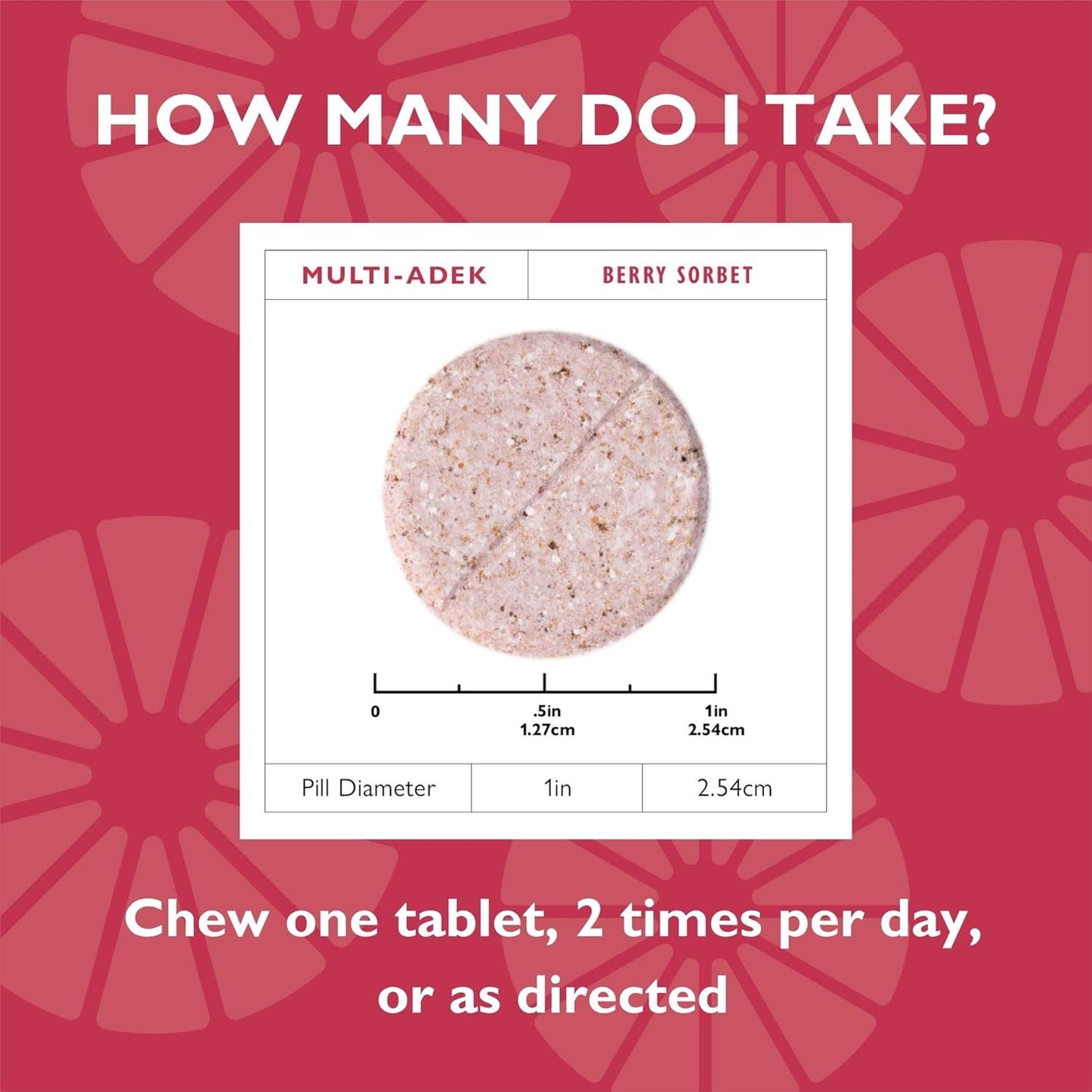 Bariatric Multivitamin Chewables - Iron-Free with High Vitamins ADEK & B12 - Berry Sorbet Flavor - 60 Tablets