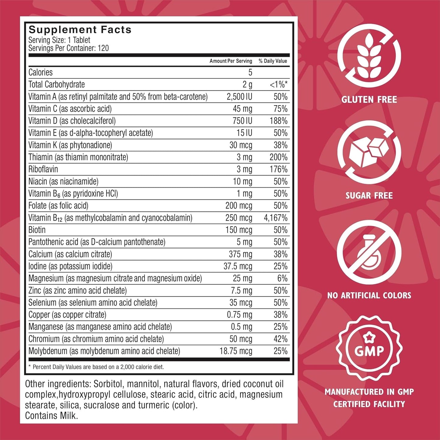 Bariatric Multivitamin with Calcium Citrate for Post-Surgery Patients - Orange Pineapple Chewables - 120 Count