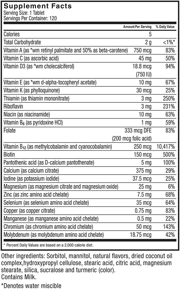 Bariatric Multivitamin with Calcium Citrate for Post-Surgery Patients - Orange Pineapple Chewables - 120 Count
