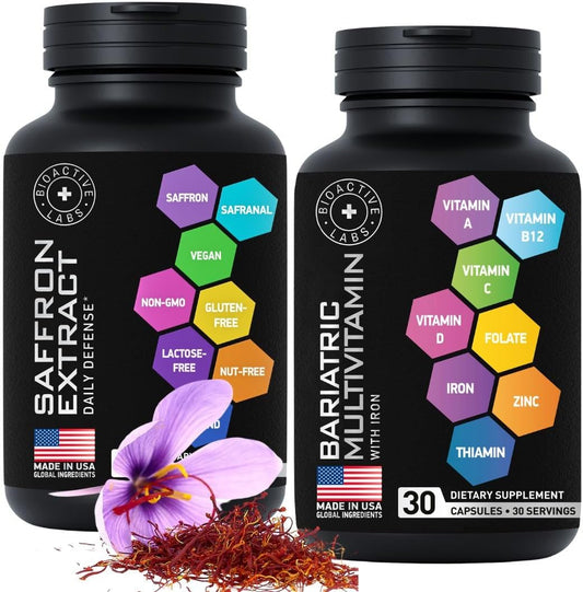 Bariatric Multivitamin with Iron and Saffron - Body and Mind Support Bundle by BIOACTIVE LABS