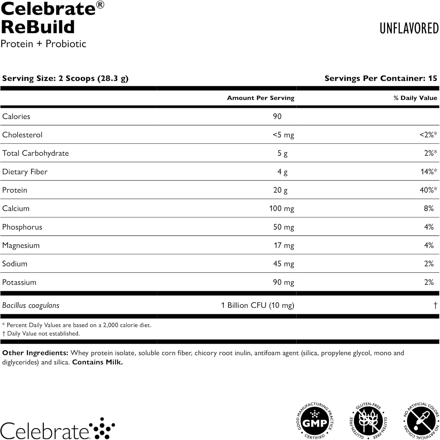 Bariatric Supplements Rebuild Protein Powder with Probiotics & Prebiotics - 20g Whey Isolate Protein, High Fiber - Unflavored (15 Servings)