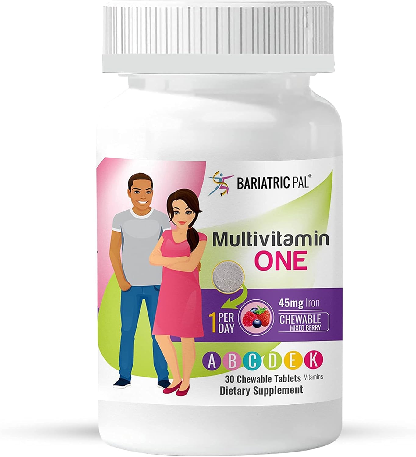 BariatricPal 30-Day Vitamin Bundle: Multivitamin with 45mg Iron Chewable & Calcium Citrate Soft Chews with Probiotics