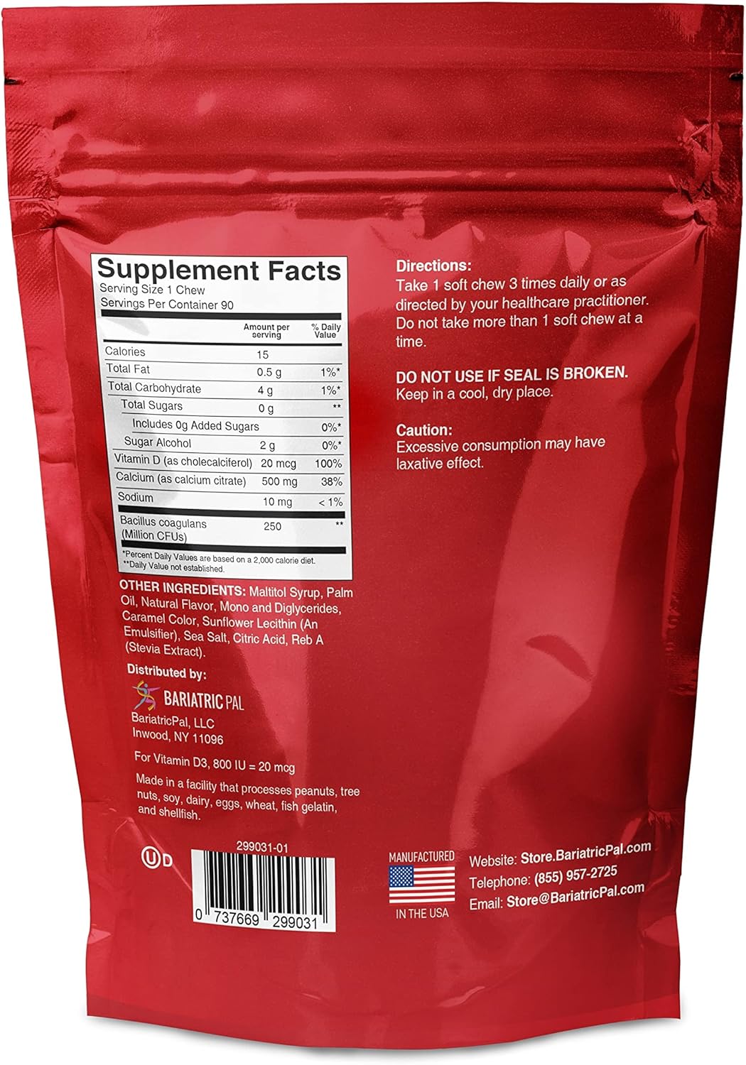 BariatricPal 30-Day Vitamin Bundle: Multivitamin with 45mg Iron Chewable & Calcium Citrate Soft Chews with Probiotics