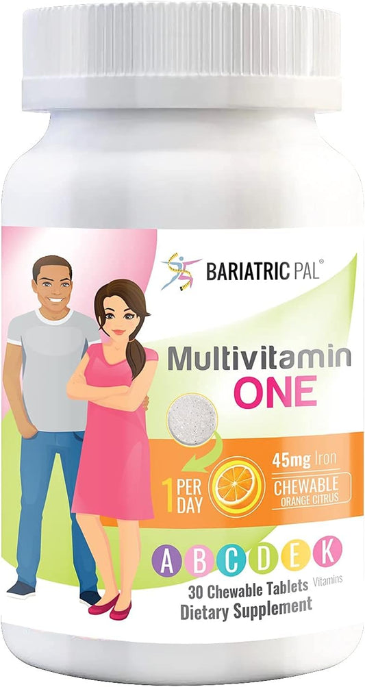 BariatricPal Multivitamin Chewable - Orange Citrus Flavor with Iron - 30 Count - 1 Daily Dose