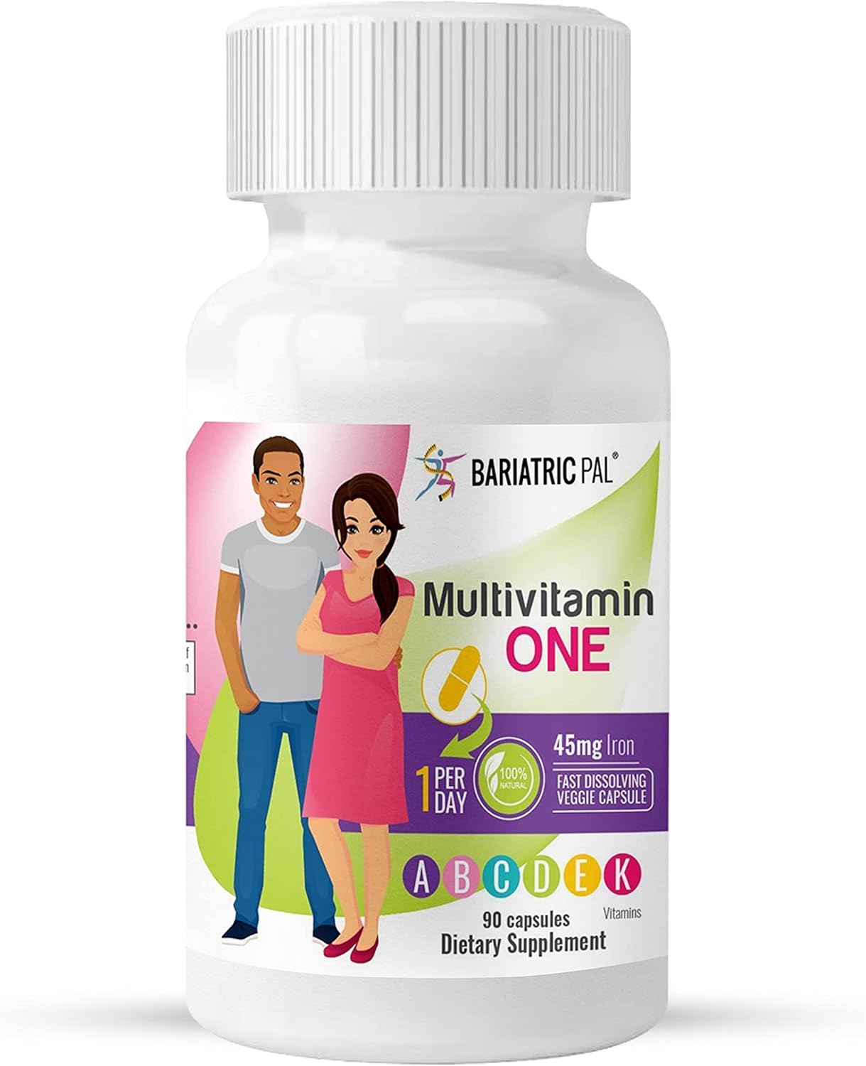 BariatricPal Multivitamin ONE - Daily Bariatric Multivitamin Capsules with Iron (90 Count)