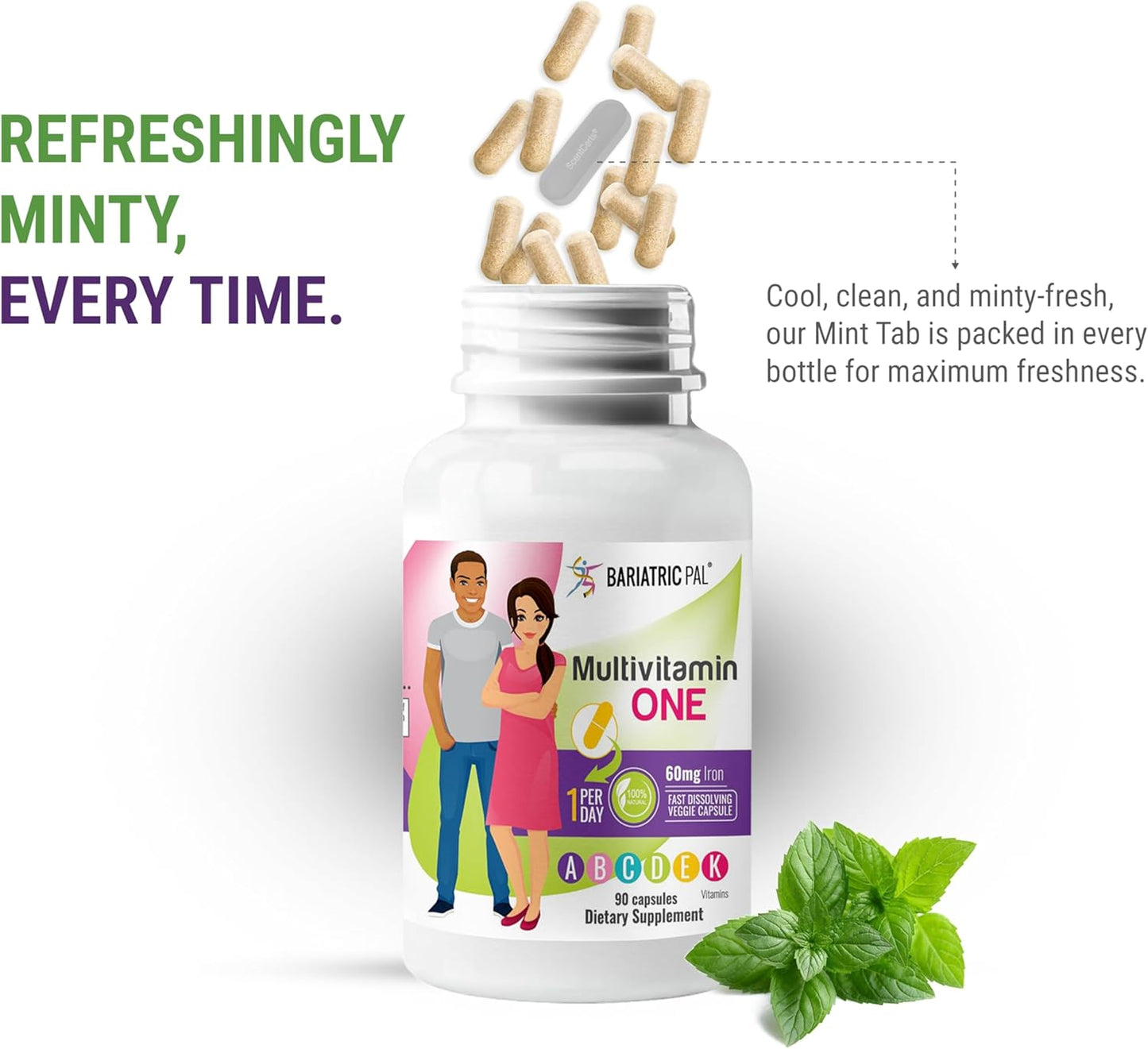 BariatricPal Multivitamin ONE - Daily Bariatric Multivitamin Capsules with Iron (90 Count)