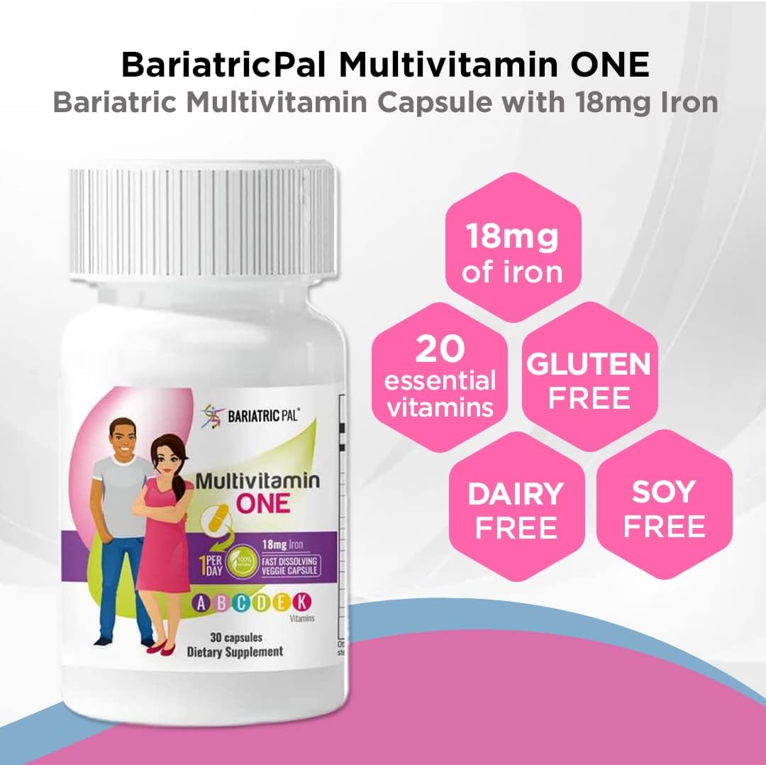 BariatricPal Multivitamin ONE: Daily Bariatric Multivitamin with 18mg Iron (30 Capsules)